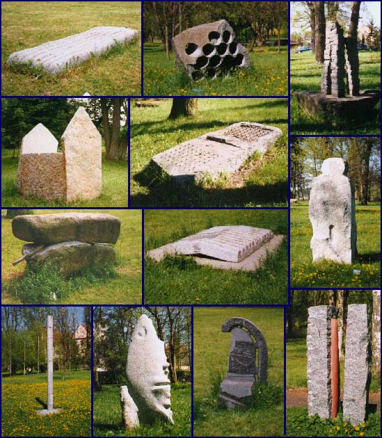 Milevsko - skulptury z několika ročníků sochařských symposií v parku Bažantnice